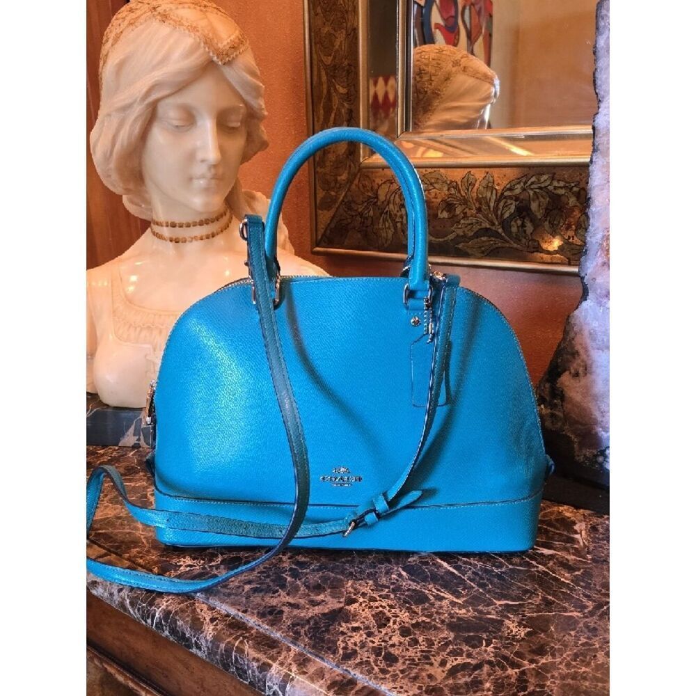 Coach Turquoise Dome Satchel - Structured Leather Handbag - Picture 2 of 16